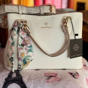 Nanette Lepore White Cream Tote Floral Design Excellent condition never used